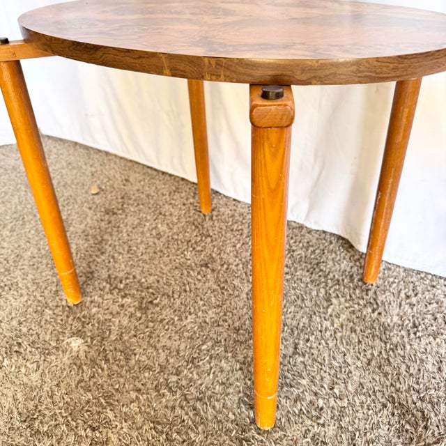 Mid Century Modern Oval Burlwood Laminate Nesting Tables For Sale - Image 9 of 10