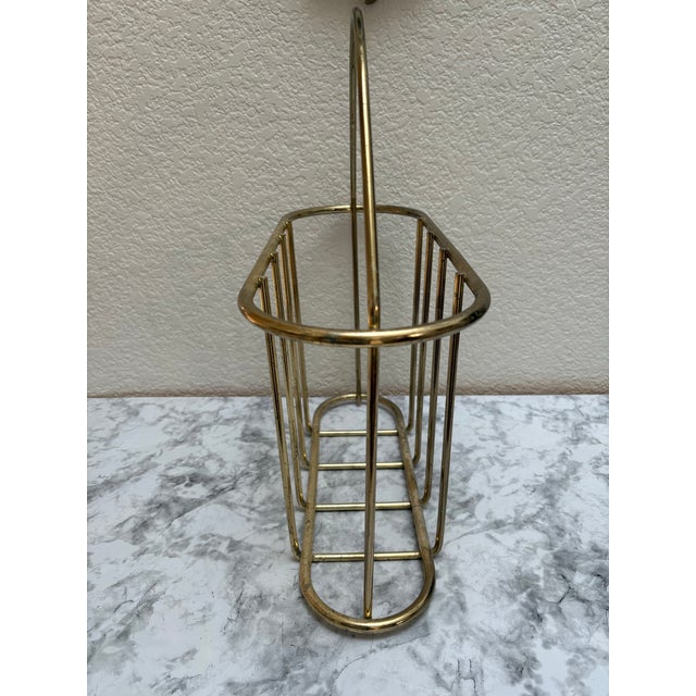 1980s Vintage Brass Magazine Holder Rack or Vessel For Sale - Image 5 of 8