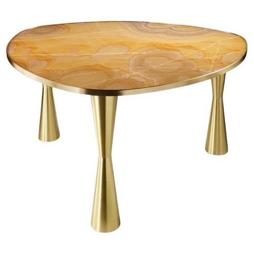 Onyx and Brass Satellite Dining Table by Atelier Terrai For Sale - Image 9 of 9