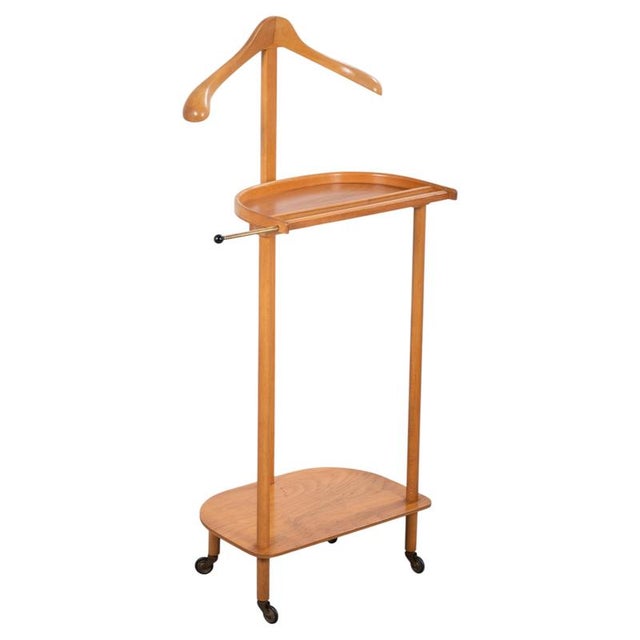 Gold Scandinavian Modern Beech Wood Valet Stand, 1960s For Sale - Image 8 of 8