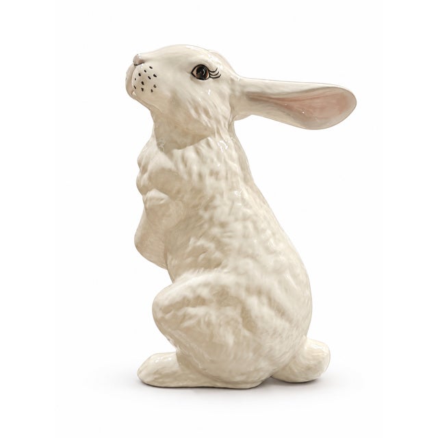 Large Vintage 1970s/1980s Standing White Ceramic Rabbit Figurine - 12 in Tall For Sale In San Diego - Image 6 of 6