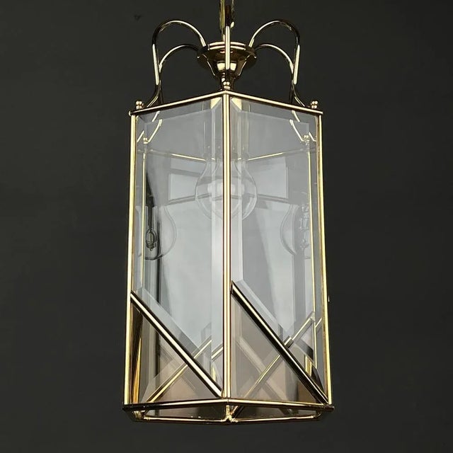 Vintage Pendant Lamp in Brass Polished Glass, Italy, 1960s For Sale - Image 10 of 12