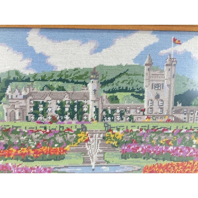 Vintage Balmoral Castle Needlepoint Embroidery, Framed Scottish Landscape Art For Sale - Image 4 of 8