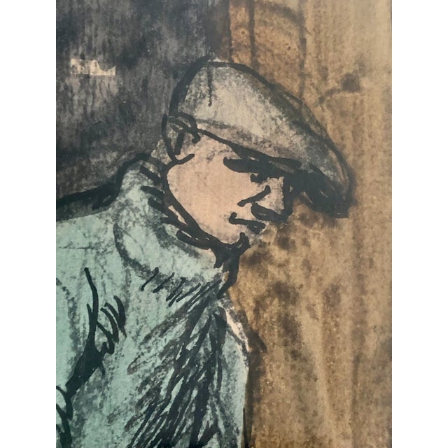 Andre Tondu. French 1903 - 1980. The Cyclist. Watercolor and Pen on Paper For Sale - Image 4 of 8