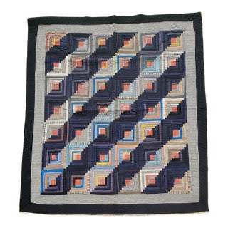 19th C Log Cabin Barn Raising Quilt For Sale