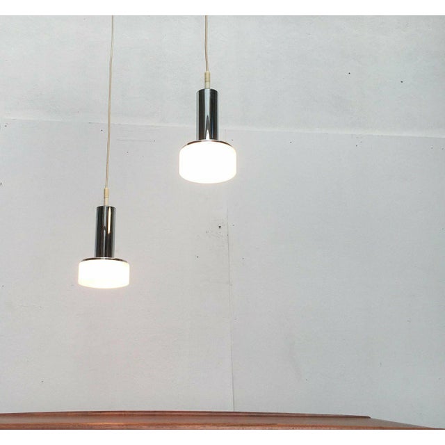Mid-Century Space Age German Model P105 Glass and Chrome Pendant Lamps from Staff, 1960s, Set of 2 For Sale - Image 9 of 18