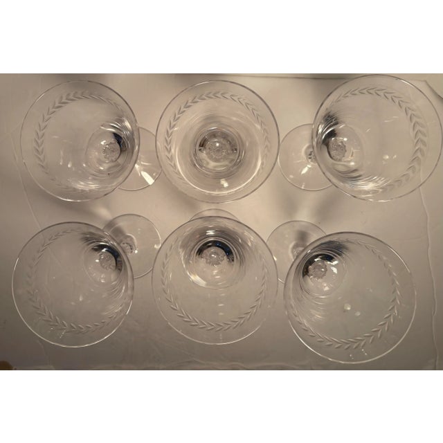 Fostoria Glass Company Vintage Laurel by Fostoria 7.5” Crystal Water Goblets Set of 6 For Sale - Image 4 of 7