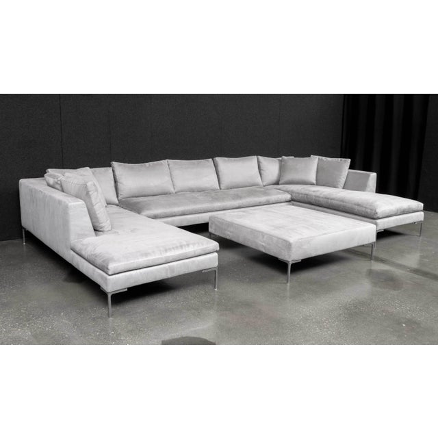 Gray B&b Italia Gray Suede Upholstered Sectional Sofa For Sale - Image 8 of 14