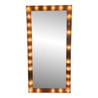 Restoration Hardware Illuminated Leaner Mirror in Aged Brass For Sale