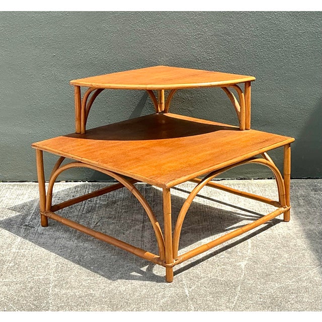 Vintage MCM Stacked Corner Table For Sale - Image 9 of 12