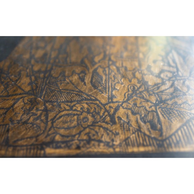 Gothic Late 20th Century Framed 37x18 Gold Wax Brass Rubbing "The Lace Lady" Margaret Peyton For Sale - Image 3 of 5