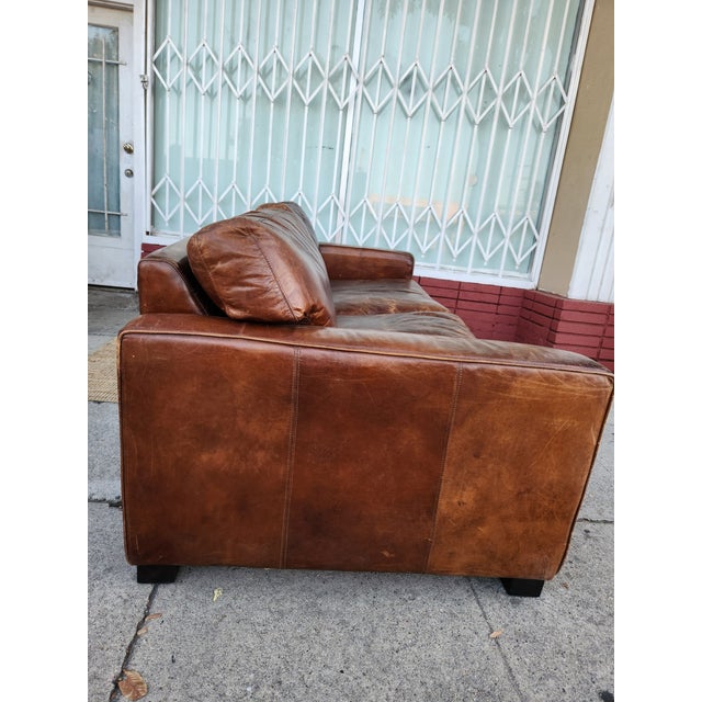 1980's Brown Leather Sofa For Sale - Image 10 of 11