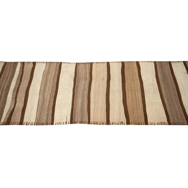Vintage Brown Wool Kilim Runner For Sale - Image 4 of 7