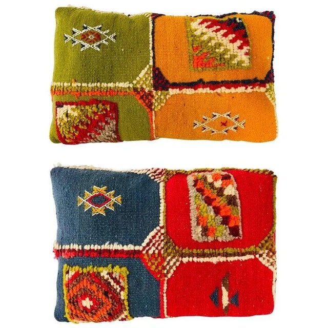 Tribal Wool Vintage Kilim Cushion or Pillow, a Pair For Sale - Image 11 of 11