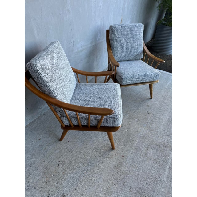 Conant Ball 1940s Conant Ball Solid Maple Lounge Chairs, Restored Pair For Sale - Image 4 of 11