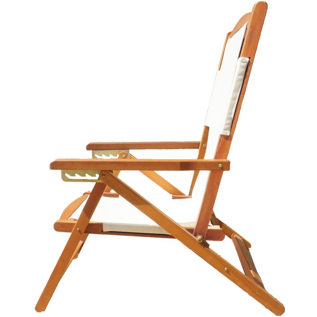 Coastal Chic Adjustable & Folding Canvas Deck / Beach Chair For Sale In Tulsa - Image 6 of 8