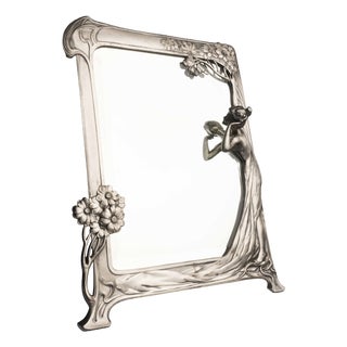 Art Nouveau Mirror with Female Figure and Floral Decoration from WMF For Sale