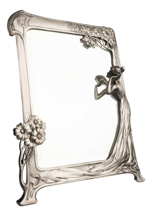Art Nouveau Mirror with Female Figure and Floral Decoration from WMF