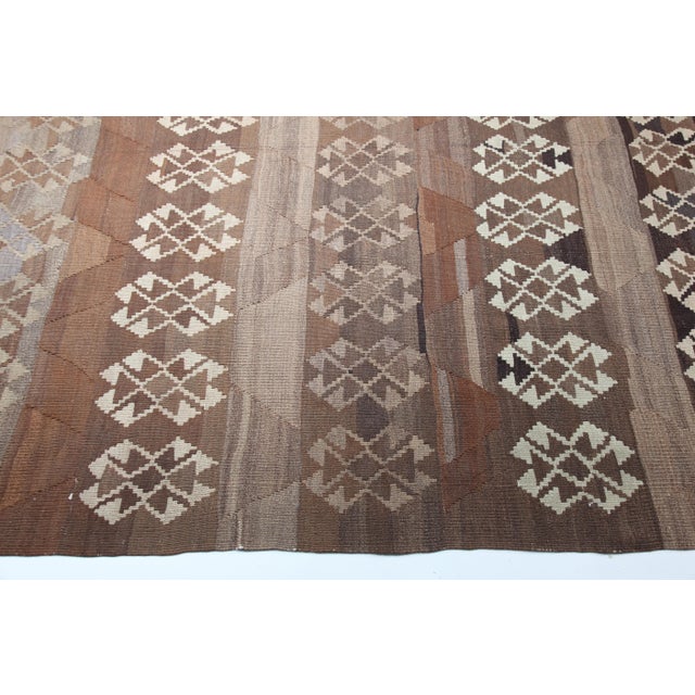 Textile Vintage Anatolian Flatweave Kilim in Earthy Brown Tones - 5' 11'' X 8' 7'' For Sale - Image 7 of 12
