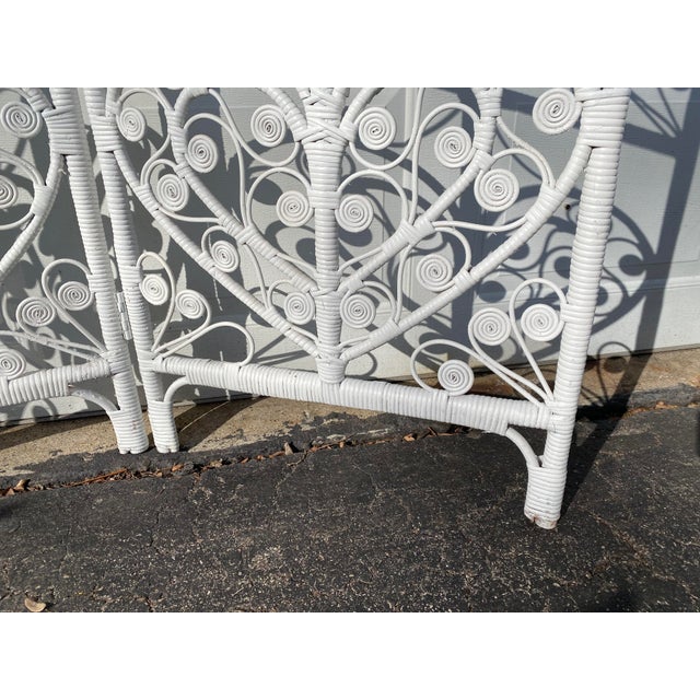Late 20th Century Boho White Rattan/ Wicker Room Divider Screen Chairish