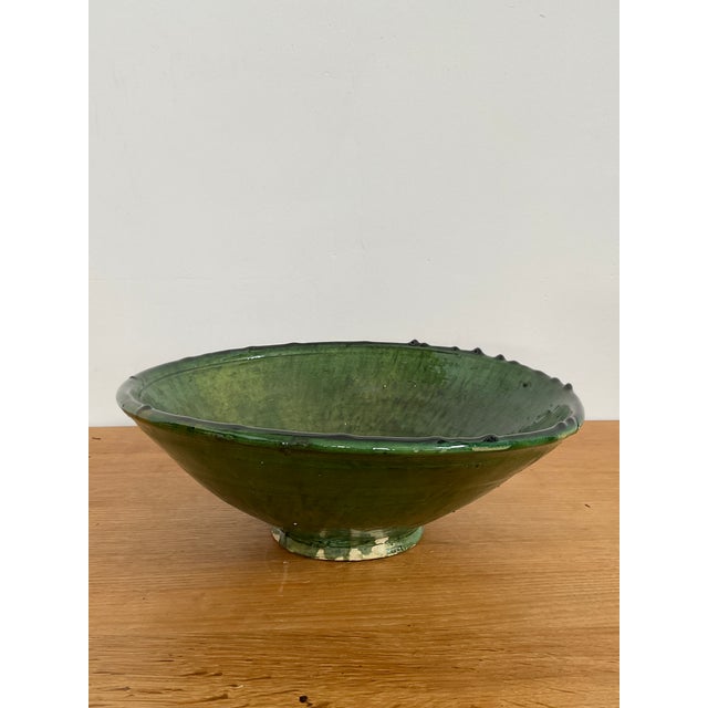 Moroccan Large Vintage Moroccan Tamegrout "Zlafa" Glazed Terra Cotta Bowl For Sale - Image 3 of 11