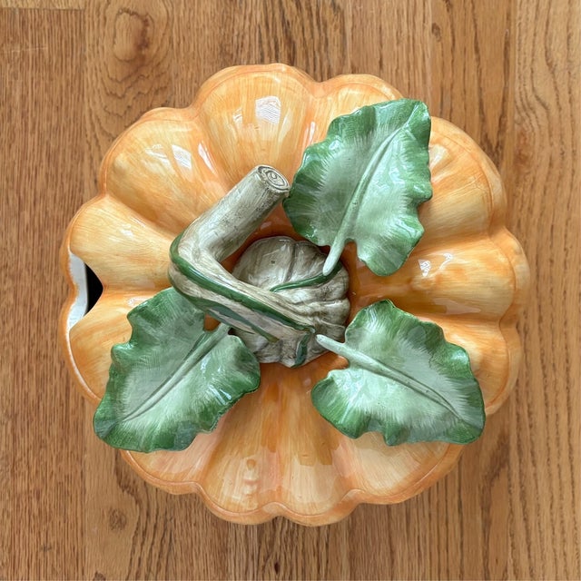 Ceramic Vintage Fitz and Floyd Vegetable Garden Pumpkin Soup Tureen For Sale - Image 7 of 7
