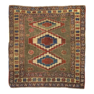 Antique Caucasian Kuba Rug 4’0" X 4’7" For Sale