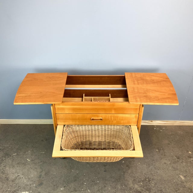 Rolling Sewing Box in Pear Wood and Beech, 1960s For Sale - Image 6 of 11