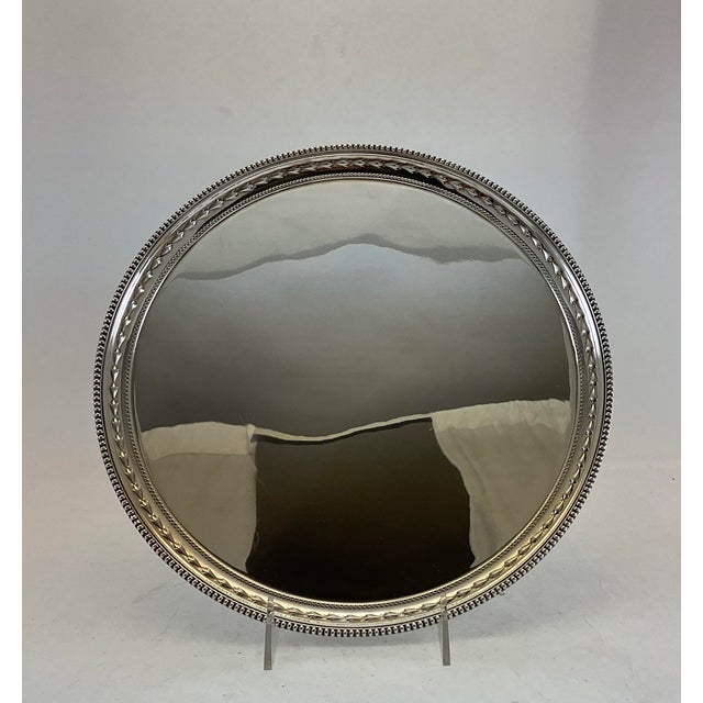 Metal 1980s Silver Wonderful Beaded Salver With Feet. For Sale - Image 7 of 15