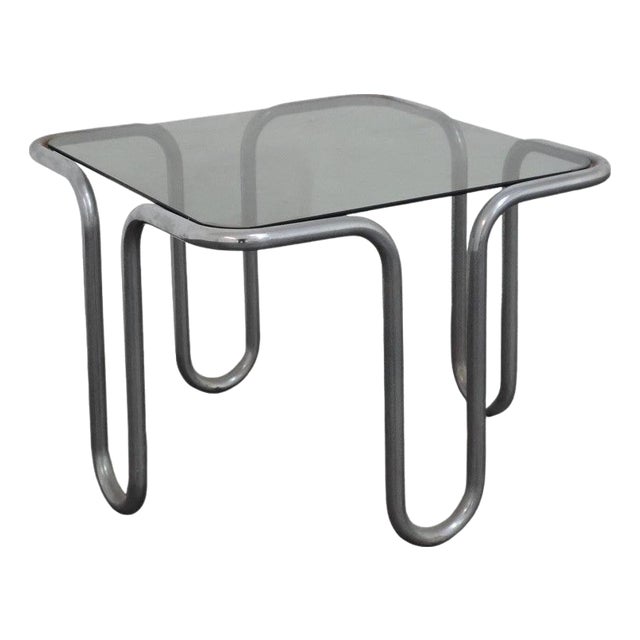 Coffee Table in Chromed Tubular Steel and Smoked Glass by Ezio Didone, 1970s For Sale