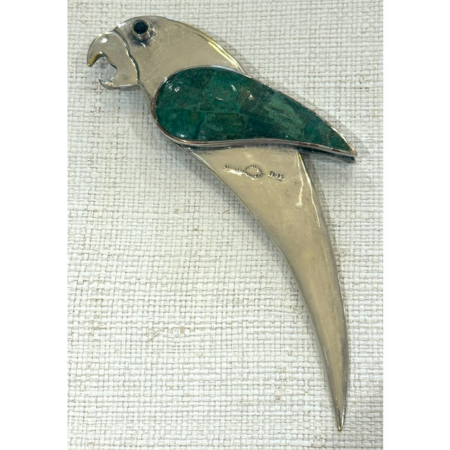 Vintage Emilia Castillo Parrot Malachite Lapis Bottle Opener For Sale - Image 9 of 12