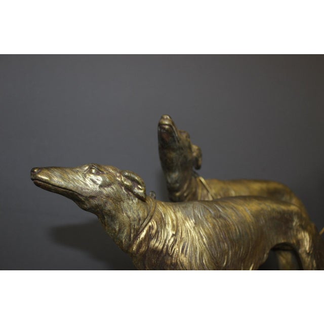 Metal Georges Gori, Woman with Greyhounds, 1925, Faux Chryséléphantine For Sale - Image 7 of 18