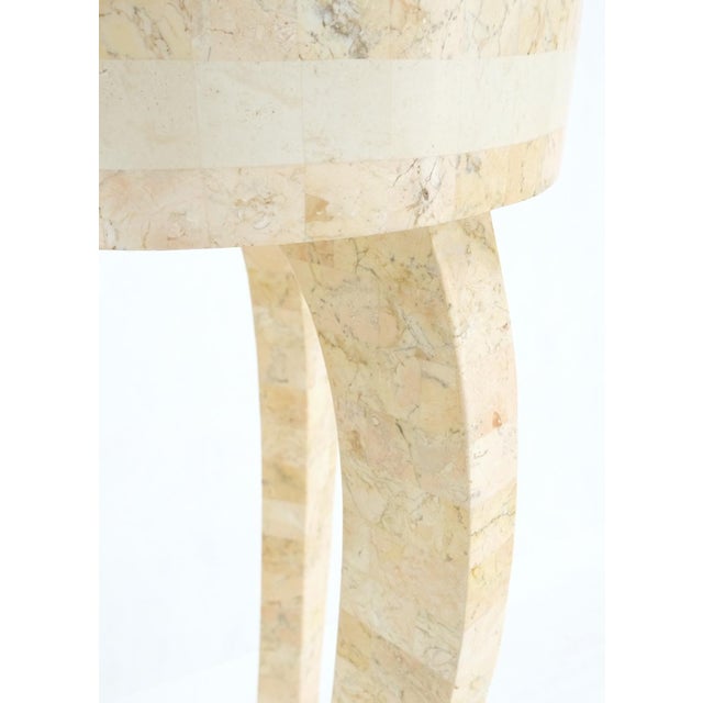 Maitland - Smith Elegant Tessellated Stone Tri Leg Pedestal Stand Side Table Mint For Sale - Image 4 of 9