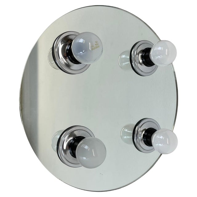 Pop Art Space Age Silver Mirror Wall Light by Eglo Light, Germany, 1980s For Sale