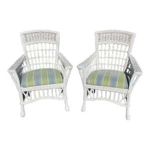 Set of 2 Vintage Wicker Chairs