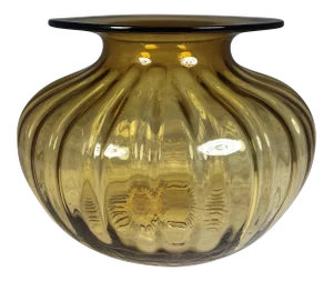 Mid-Century Modern Amber Empoli Glass Jar