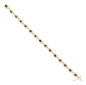 Sapphire Diamond Tennis Bracelet 2.15cttw 14k Yellow Gold