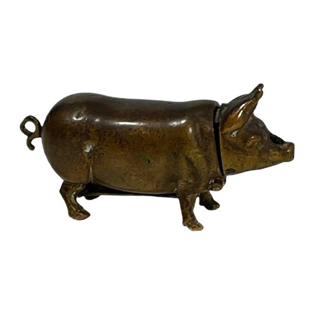 Brass Vesta Match Case in the Shape of a Pig For Sale