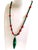 Artisan Genuine Malachite Necklace With Large Sculptural Pendant and Red Bamboo Seeds Detail For Sale - Image 10 of 17