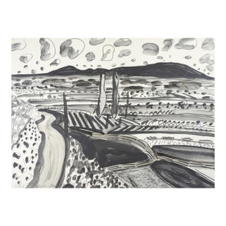 1975 Abstract Black & White Landscape Painting For Sale