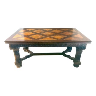 Gothic Revival Oak Draw Leaf Dining Table For Sale