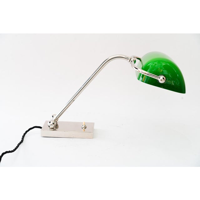 Art Deco Adjustable Nickel-Plated Banker Lamp, Vienna, Austria, 1920s For Sale - Image 6 of 16