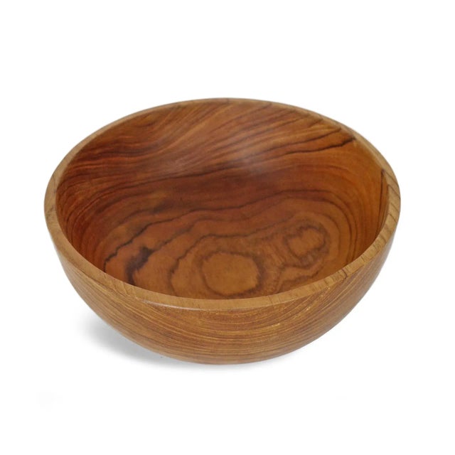 Contemporary Simple Teak Wood Bowl For Sale - Image 3 of 7