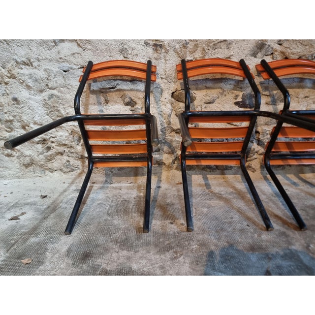Vintage French Industrial Stackable School Chairs, 1960s, Set of 4 For Sale - Image 13 of 14