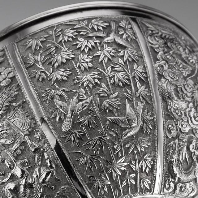 19th Century Chinese Export Silver Finger Bowl & Plate, Wang Hing, 1880s, Set of 2 For Sale - Image 15 of 18