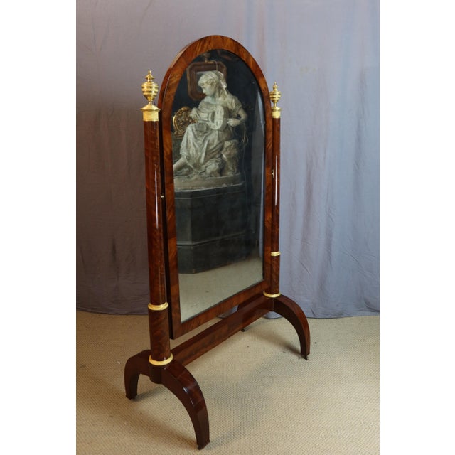 Empire Mahogany Cheval Mirror For Sale - Image 4 of 11