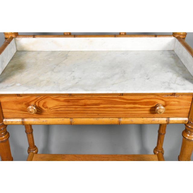 Antique French Napoleon III Style Faux Bamboo Washstand, 1890s For Sale - Image 9 of 14