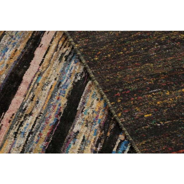 Textile Rug & Kilim’s Modern Textural Rug, Dark Polychromatic Striae Over Brown Tones For Sale - Image 7 of 9