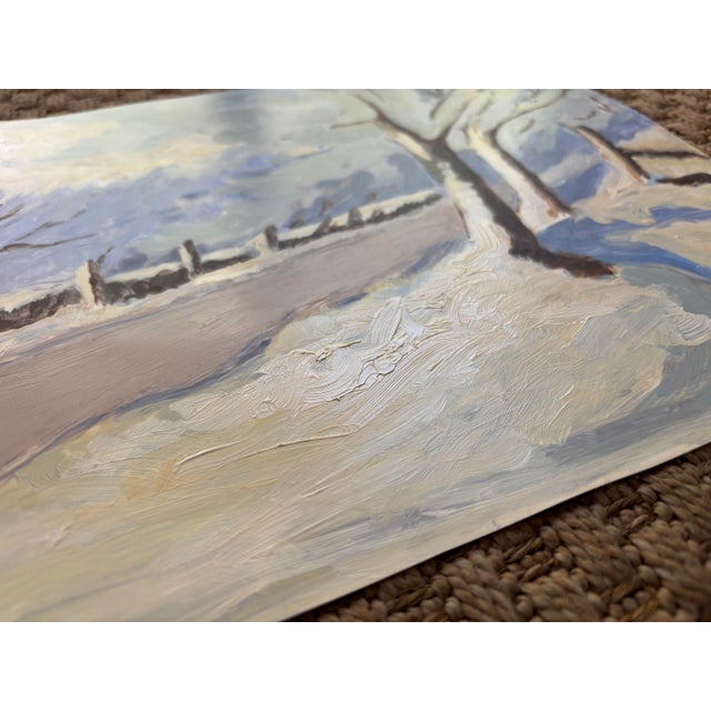 Late 20th Century Snowy Landscape in Oil - Unsigned For Sale - Image 4 of 7