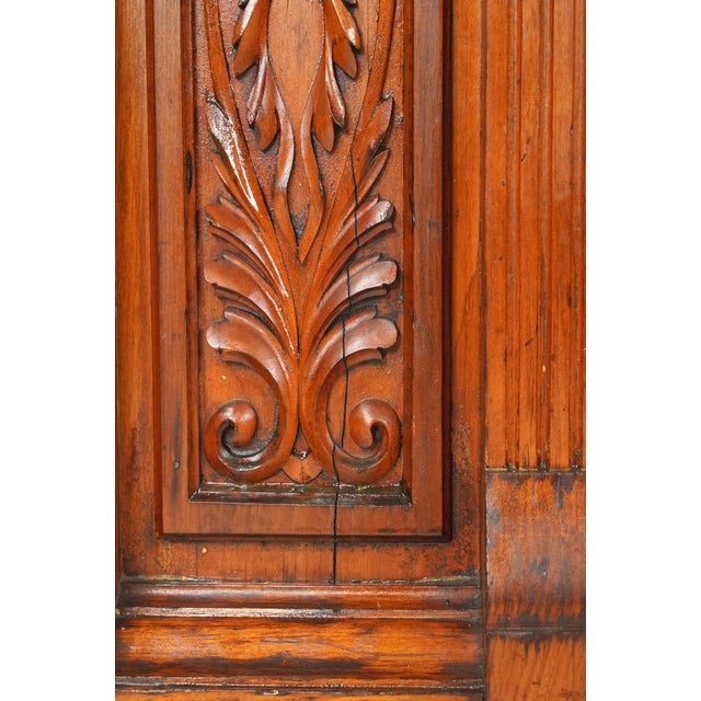 Brown 1890s Neoclassical Oversized Carved Cherry Wood Fireplace Mantel For Sale - Image 8 of 16